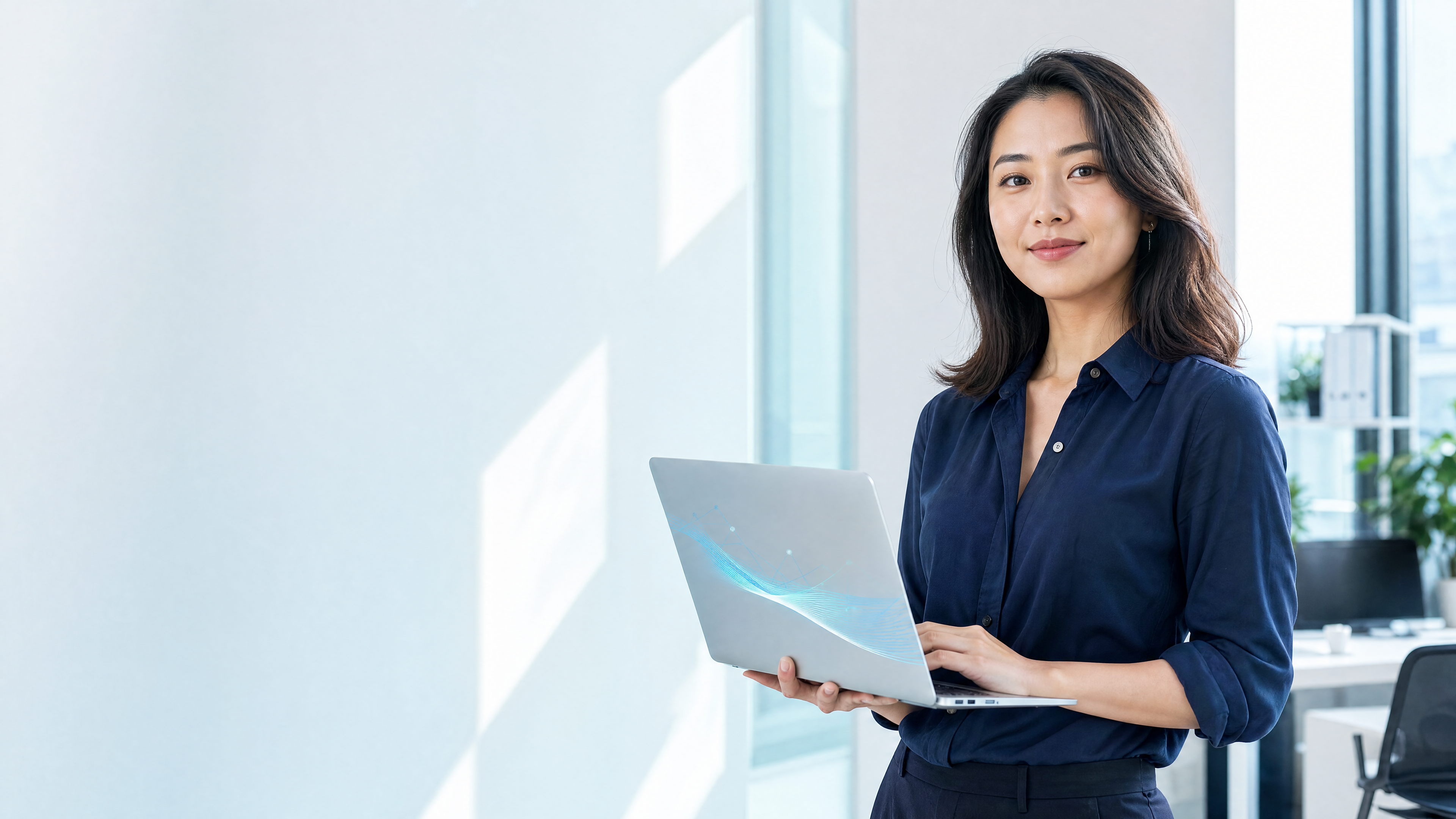 Recruiter holding a laptop